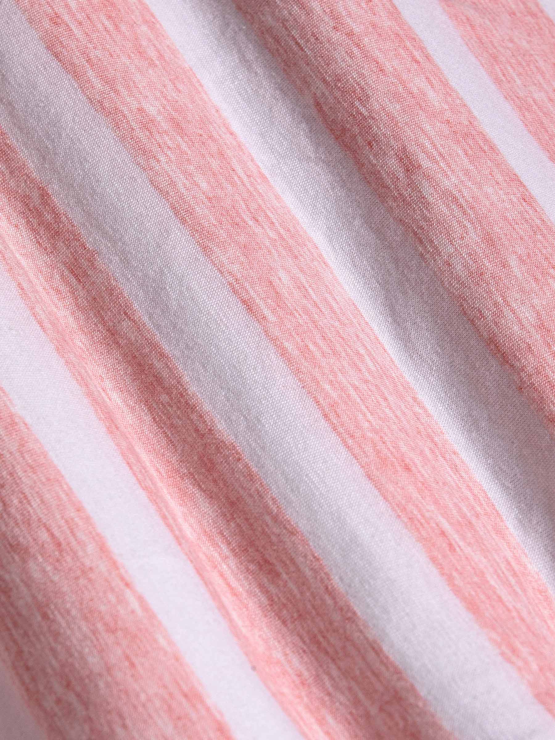 Doenga Striped V-neck Pink T-Shirt