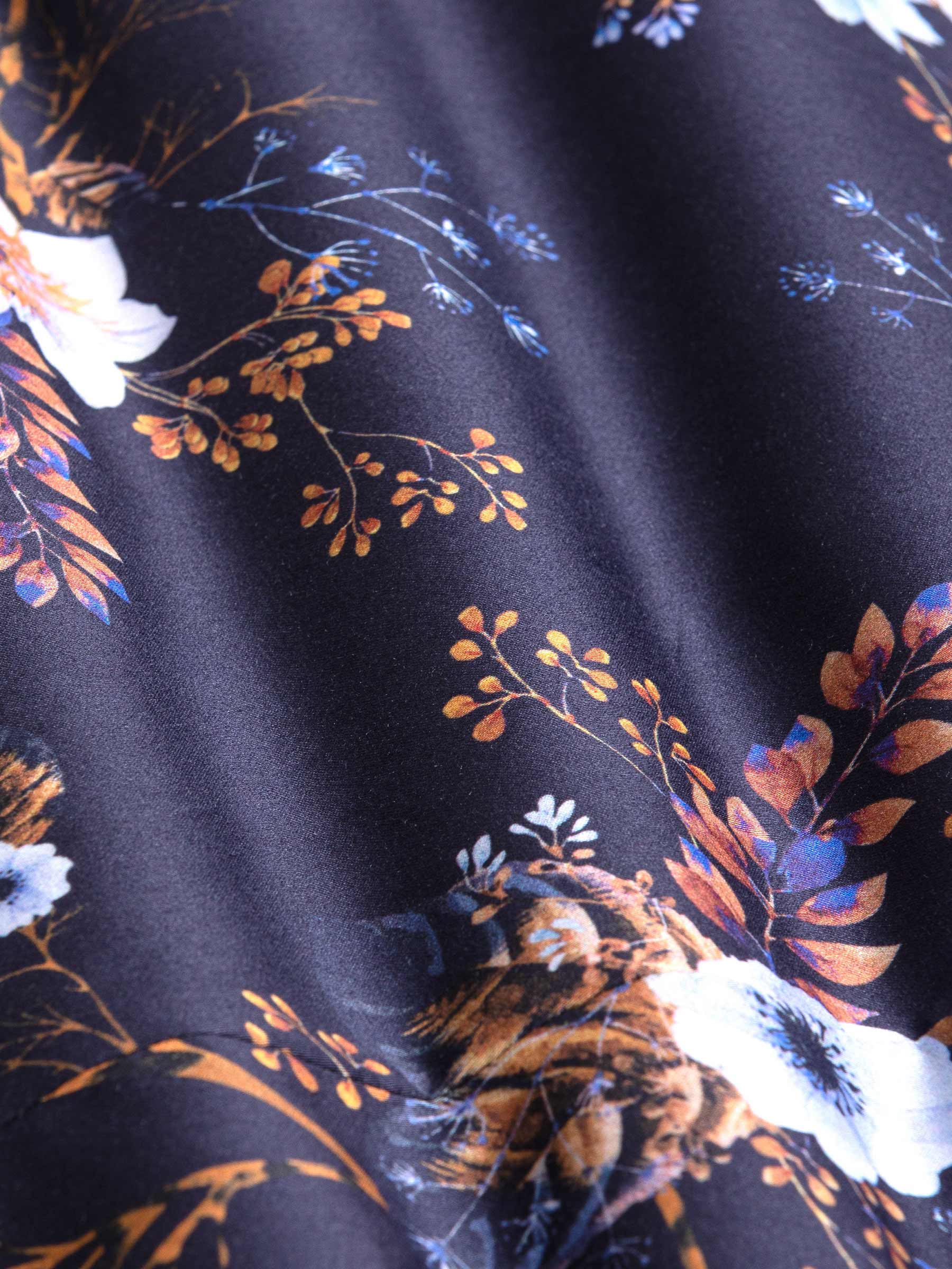 Parker Navy Floral Print Short Sleeve Shirt