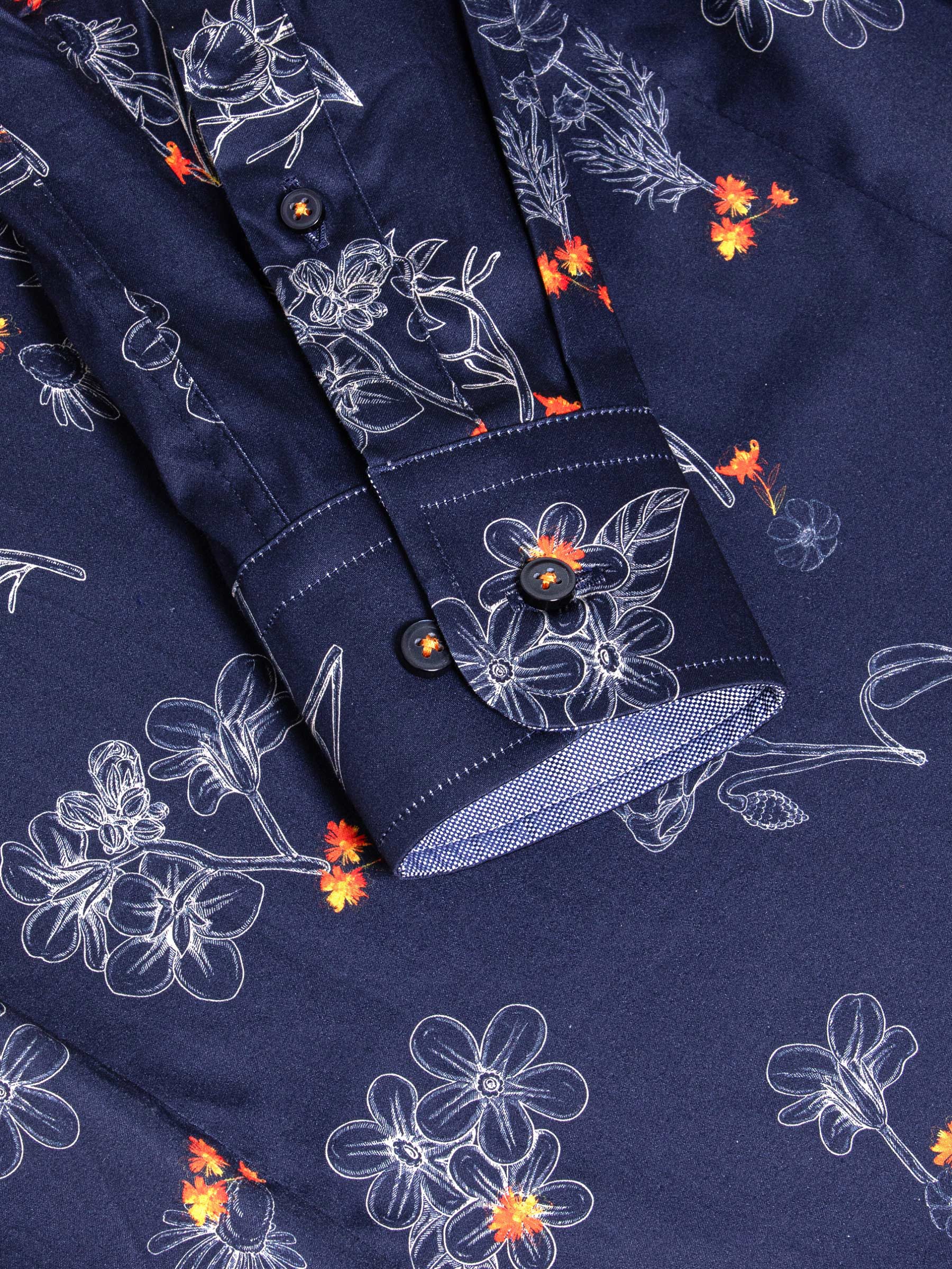Baga Navy Long Sleeve Floral Print Shirt