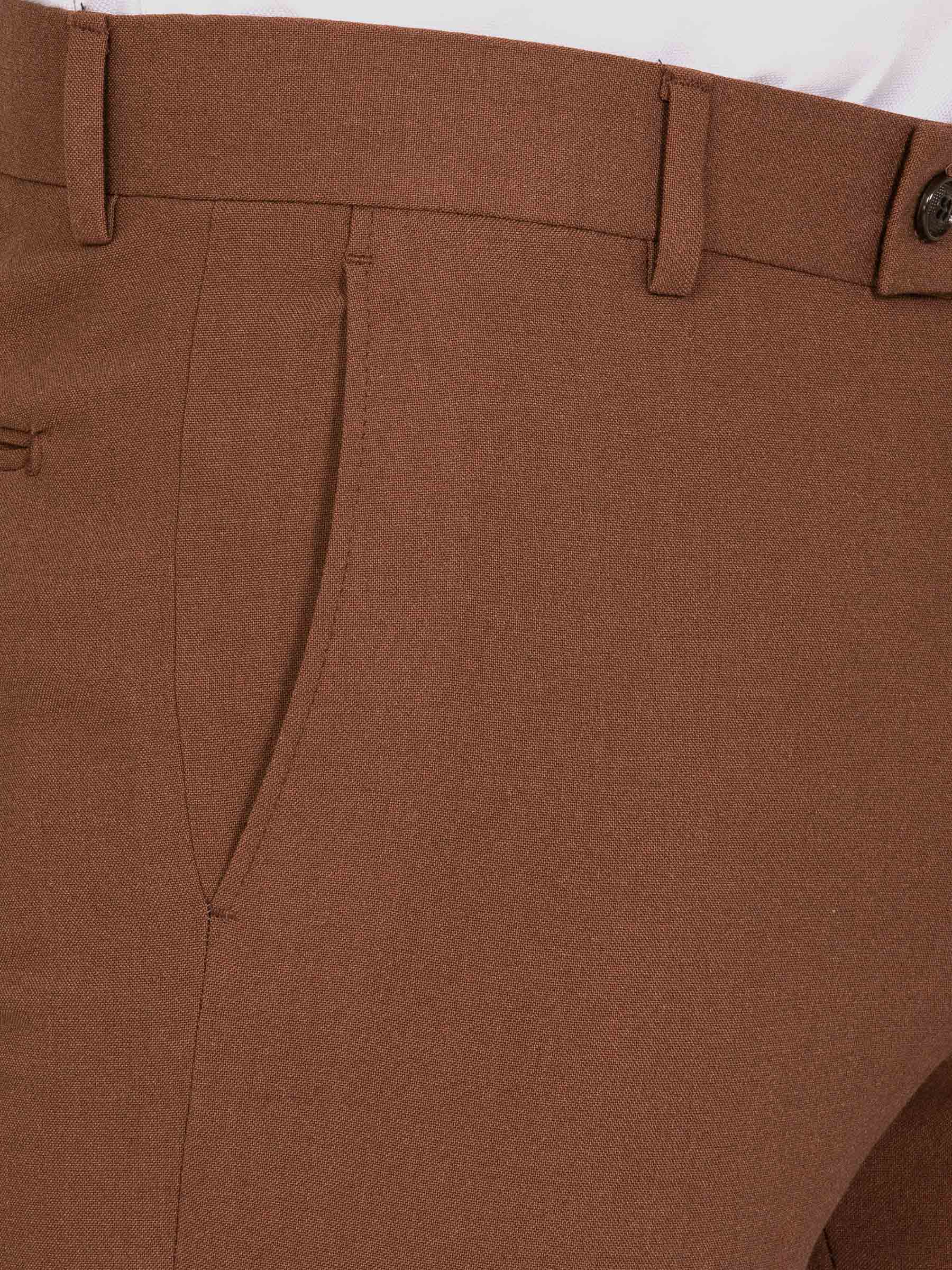 Slim Fit Textured Brown Pants 
