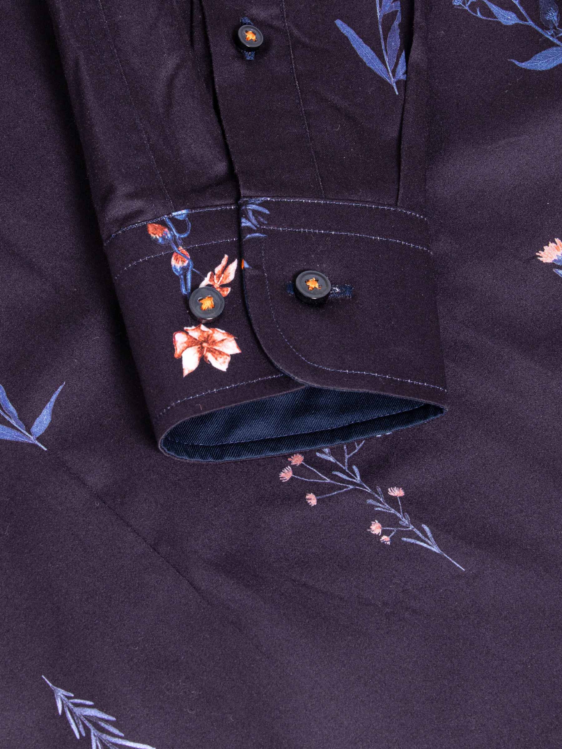 Equinox Floral Print Navy Long Sleeve Shirt 