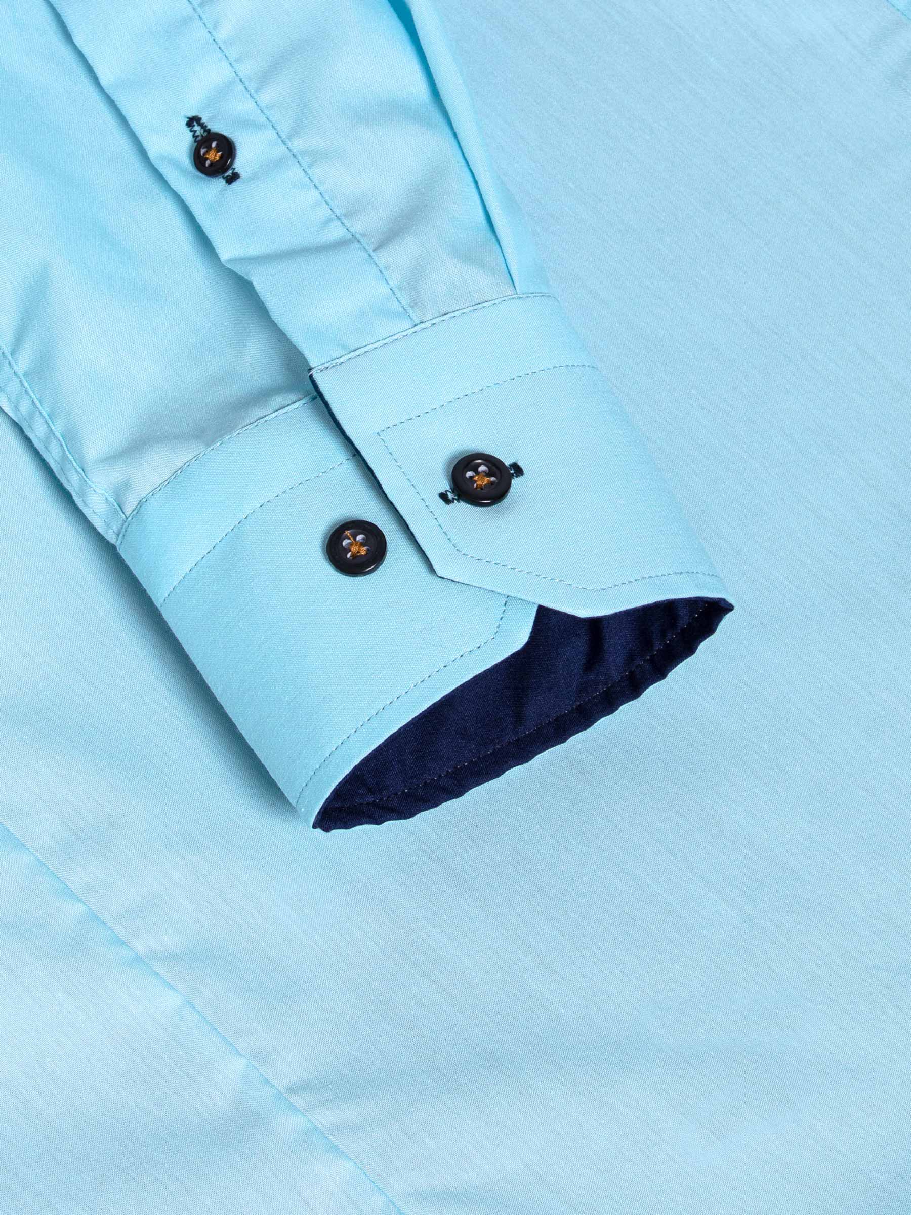 Metz Solid Turquoise Long Sleeve Shirt 