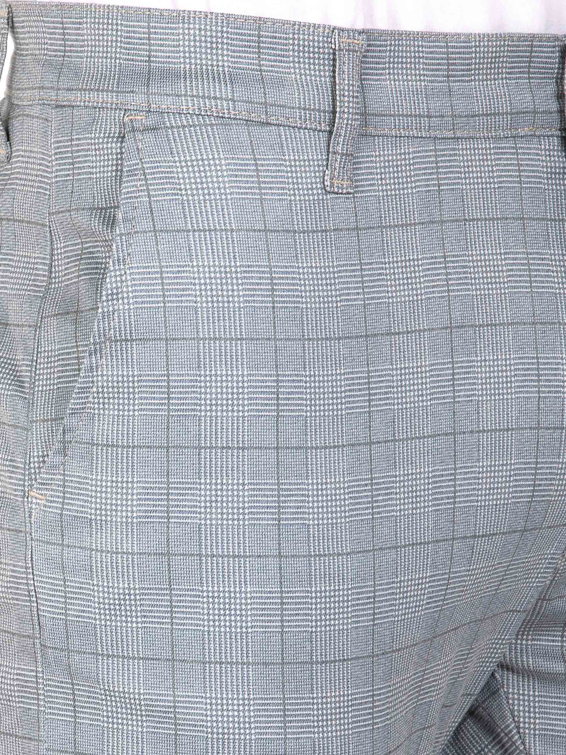 Meaux Checked Textured Blue Pants 