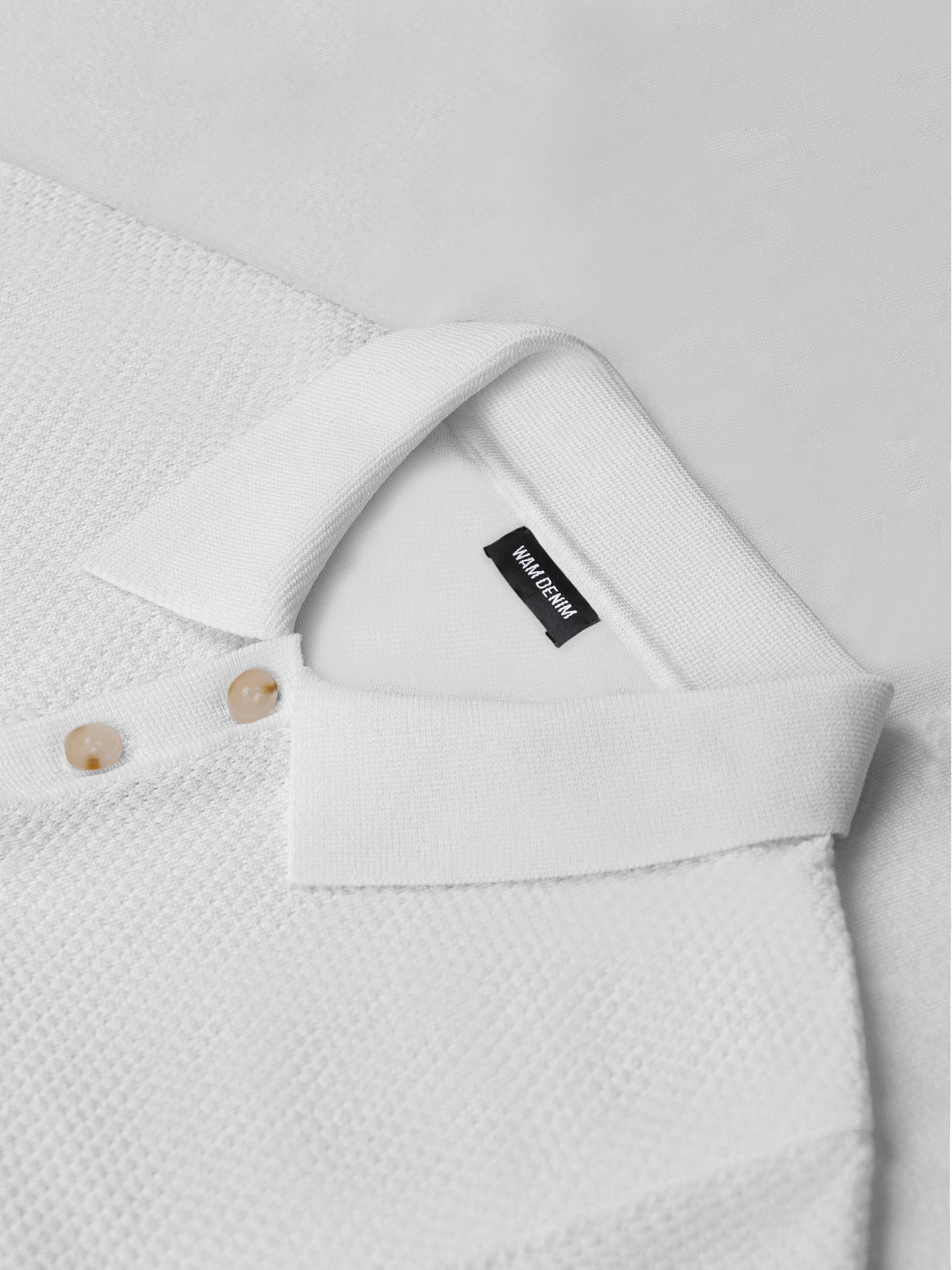 Henry Pique Knit White Polo