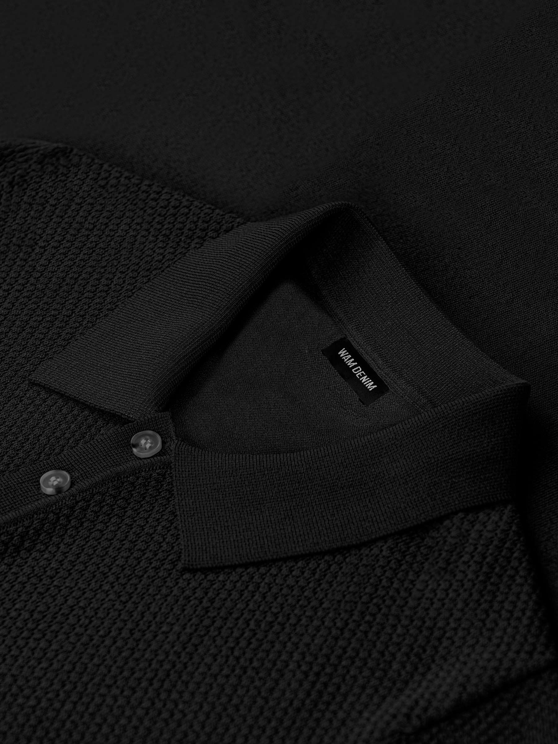 Henry Pique Knit Black Polo