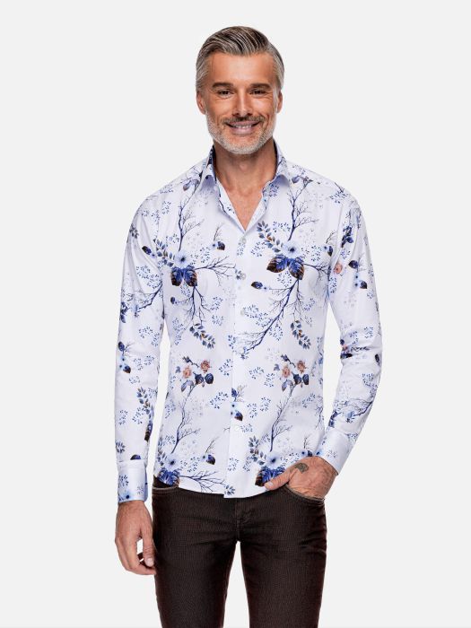 floral Men\'s sleeve pattern shirt| shirt- Floral WAM floral long DENIM Men\'s shirt- men\'s