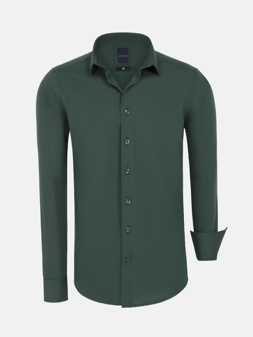 Leira Solid Dark Green Long Sleeve Shirt