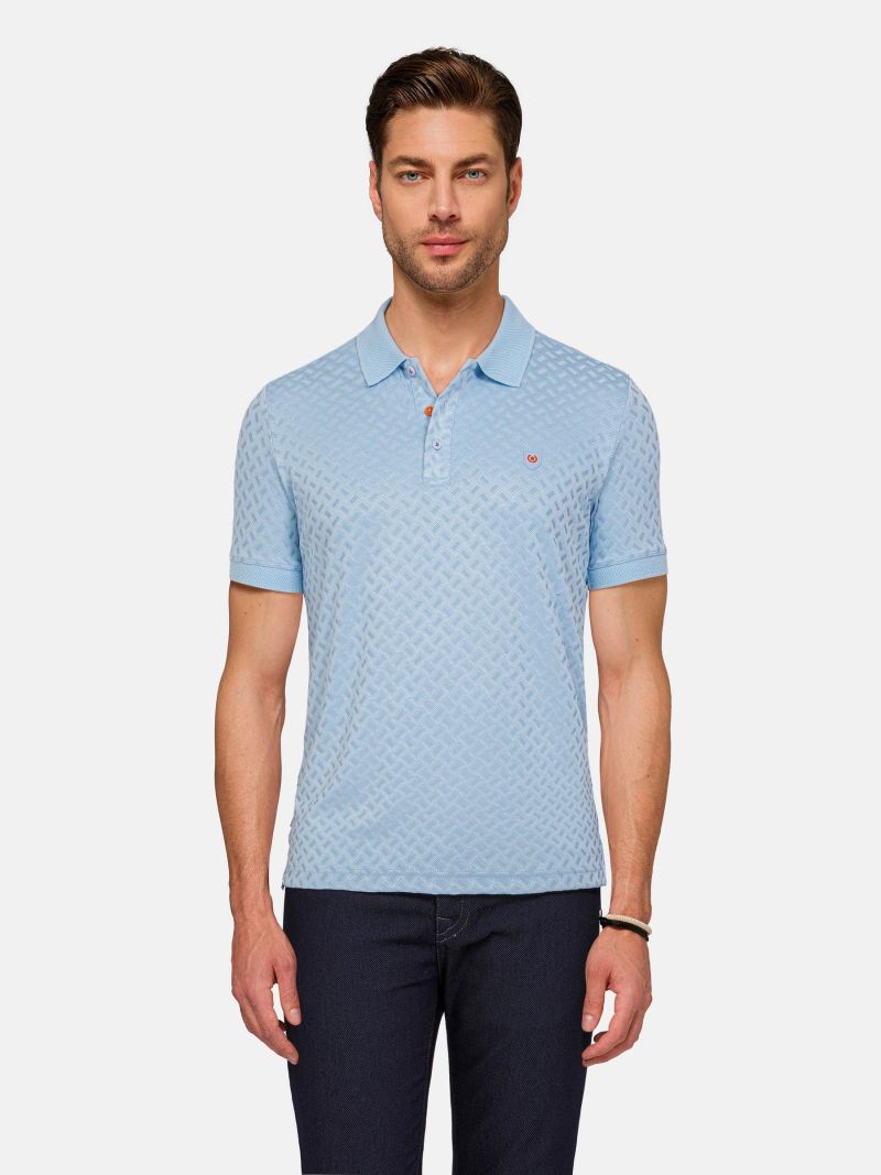 Men's Textured Blue Polo Shirts- Blue textured shirts- Stylish blue ...