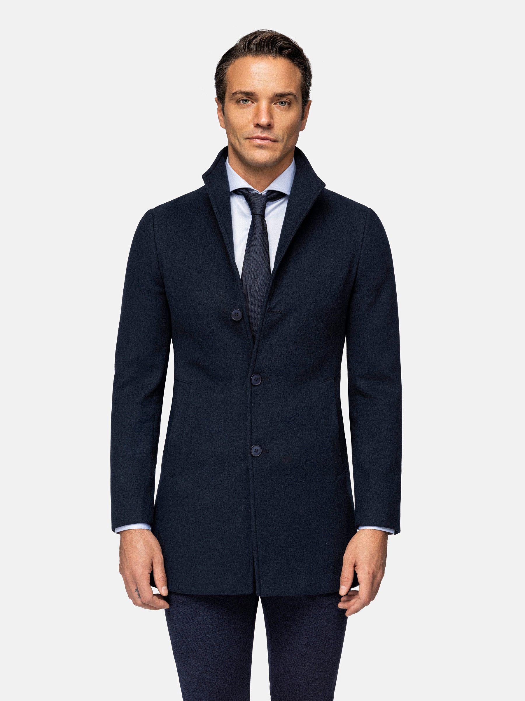 Men's trenchcoat - Widespread notch collar - Dark navy coat