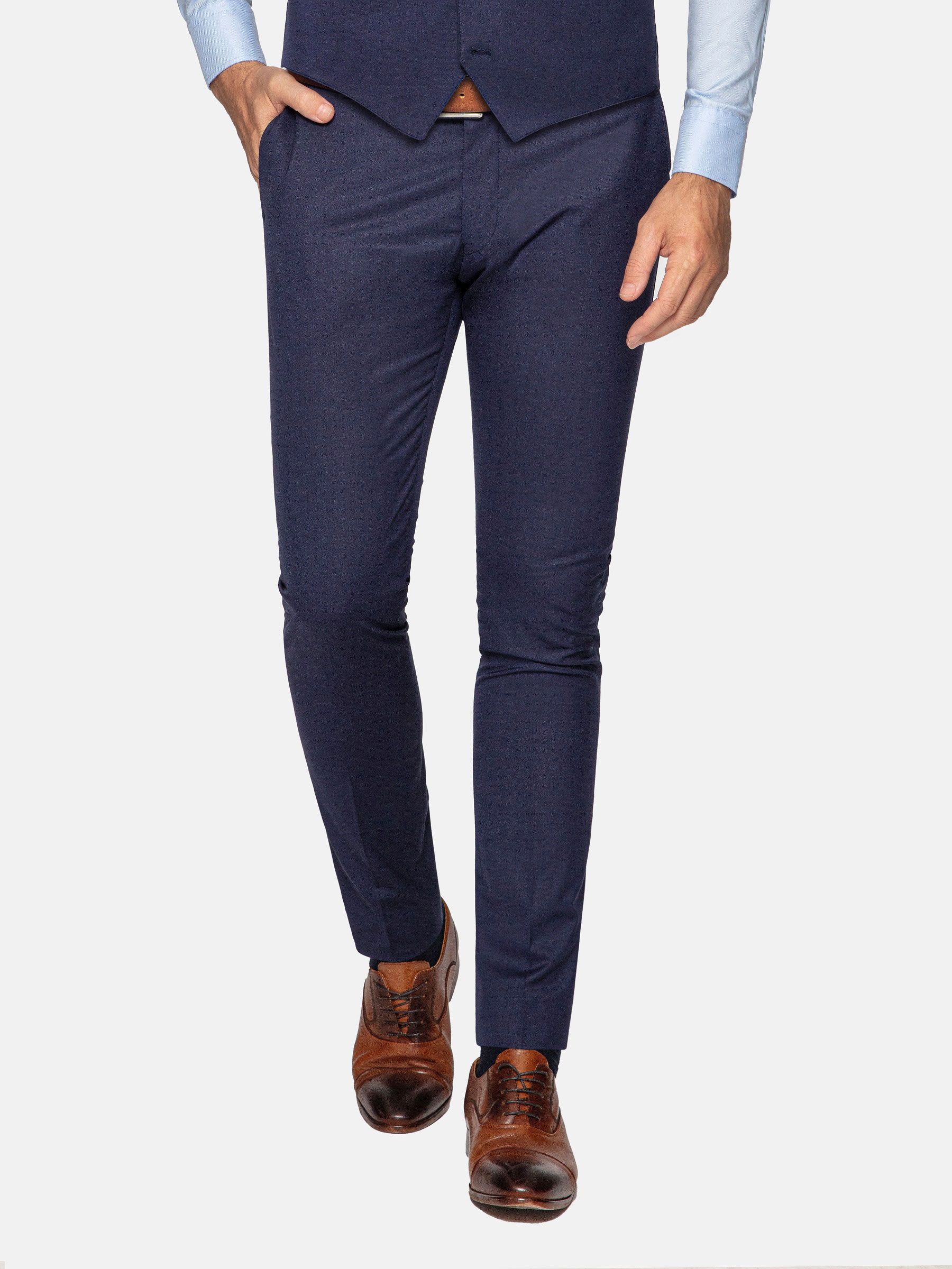 Buy Men Navy Regular Fit Solid Pleated Formal Trousers Online - 684073 | Louis  Philippe
