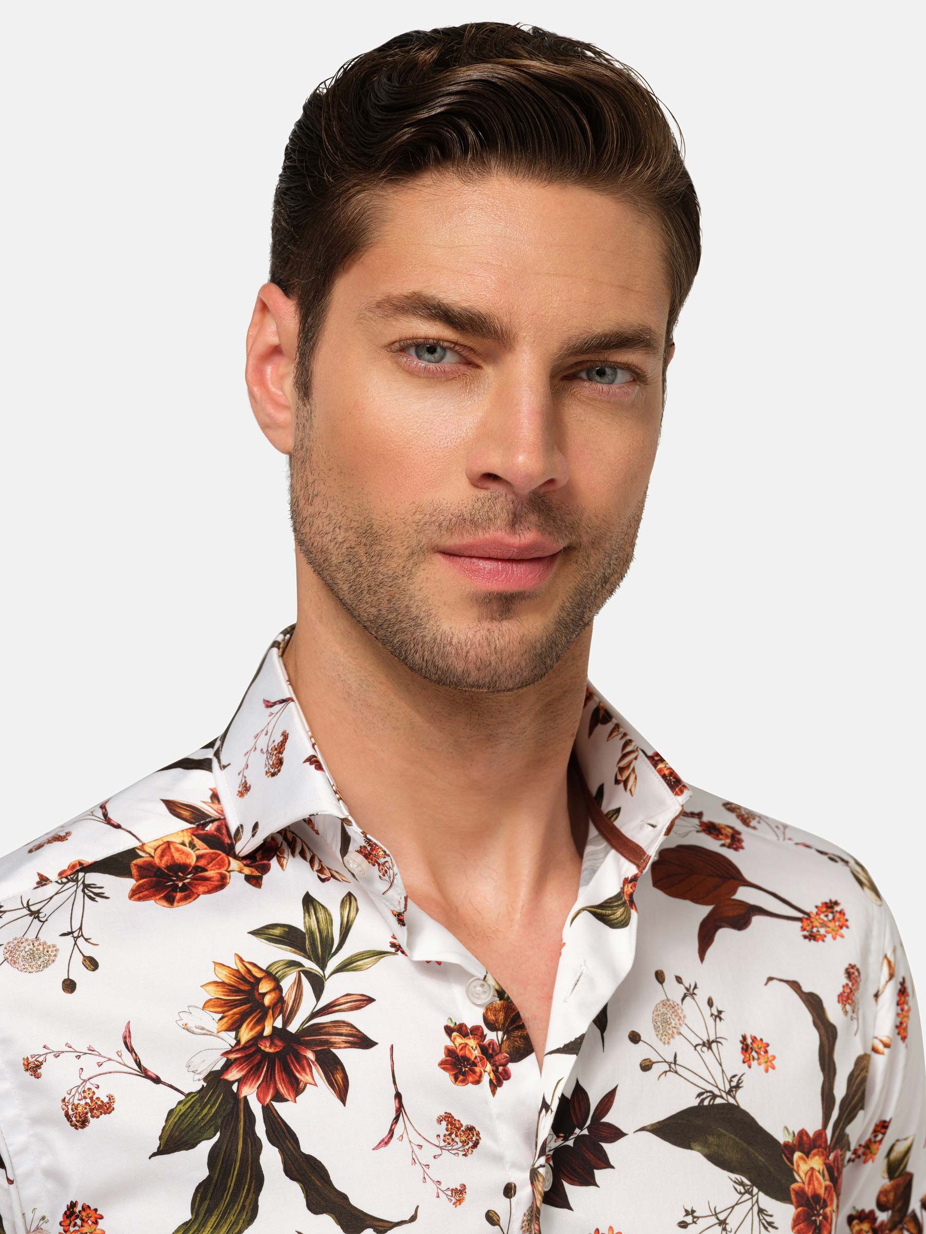 Wam Denim | Tropical | Floral print shirt- Men's Short sleeve | White
