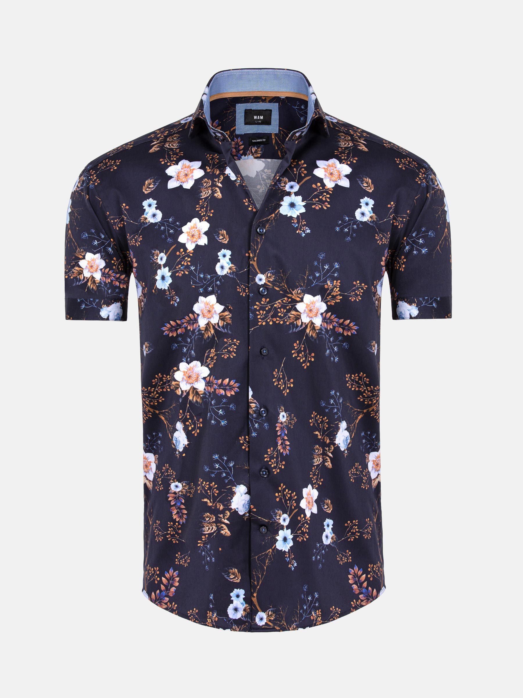 Light Grey Floral Mens Short Sleeve Button up Shirts - Tailored
