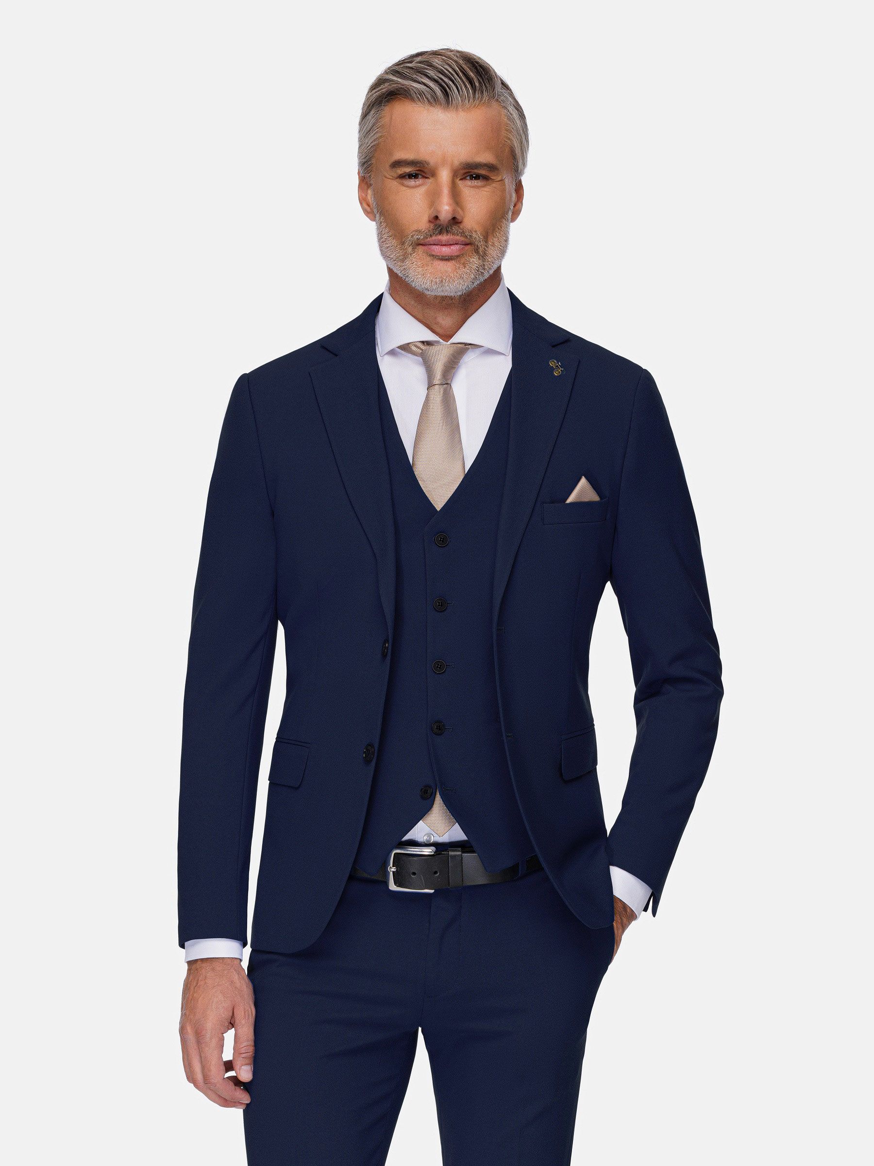 Buy Men Navy Ultra Slim Fit Solid Formal Blazer Online - 813273